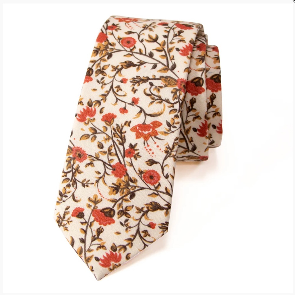 Groomsmen Men's Cotton Printed Floral Skinny Tie